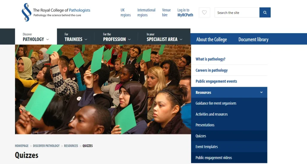 موقع The Royal College of pathologists