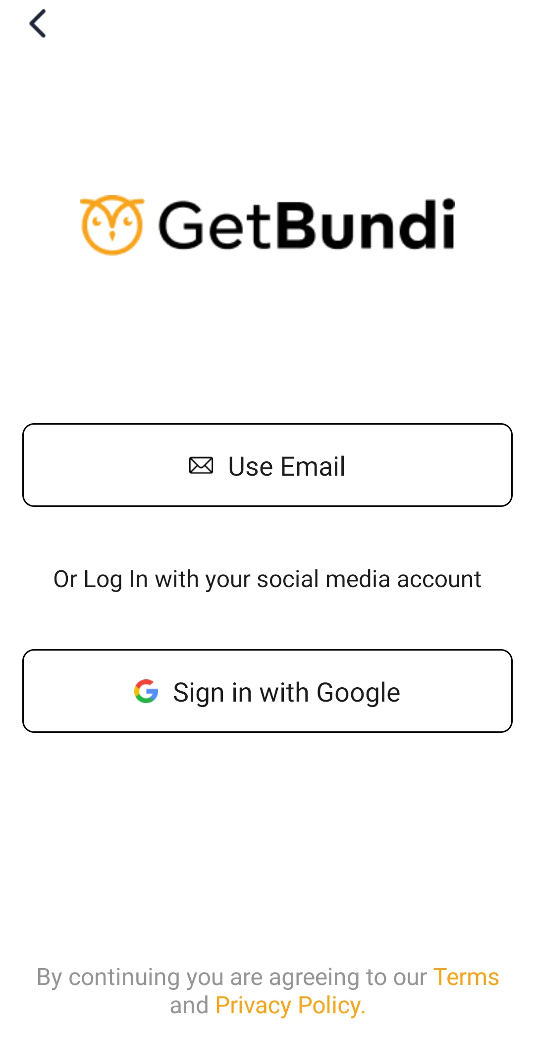 تسجيل الدخول في تطبيق GetBundi