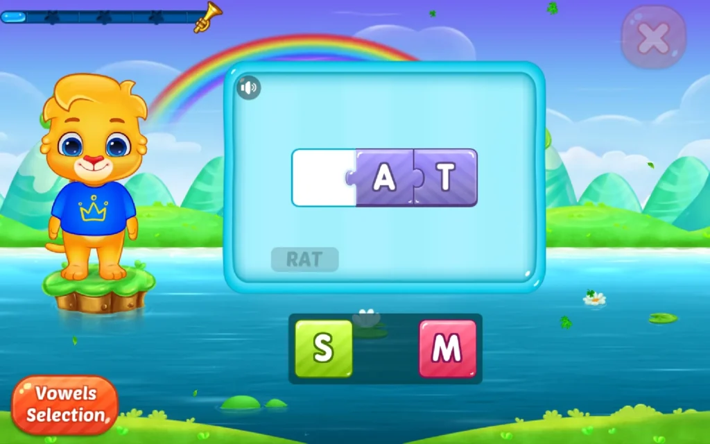 اختيار الحرف الناقص وتكوين كلمة في تطبيق abc Spelling 